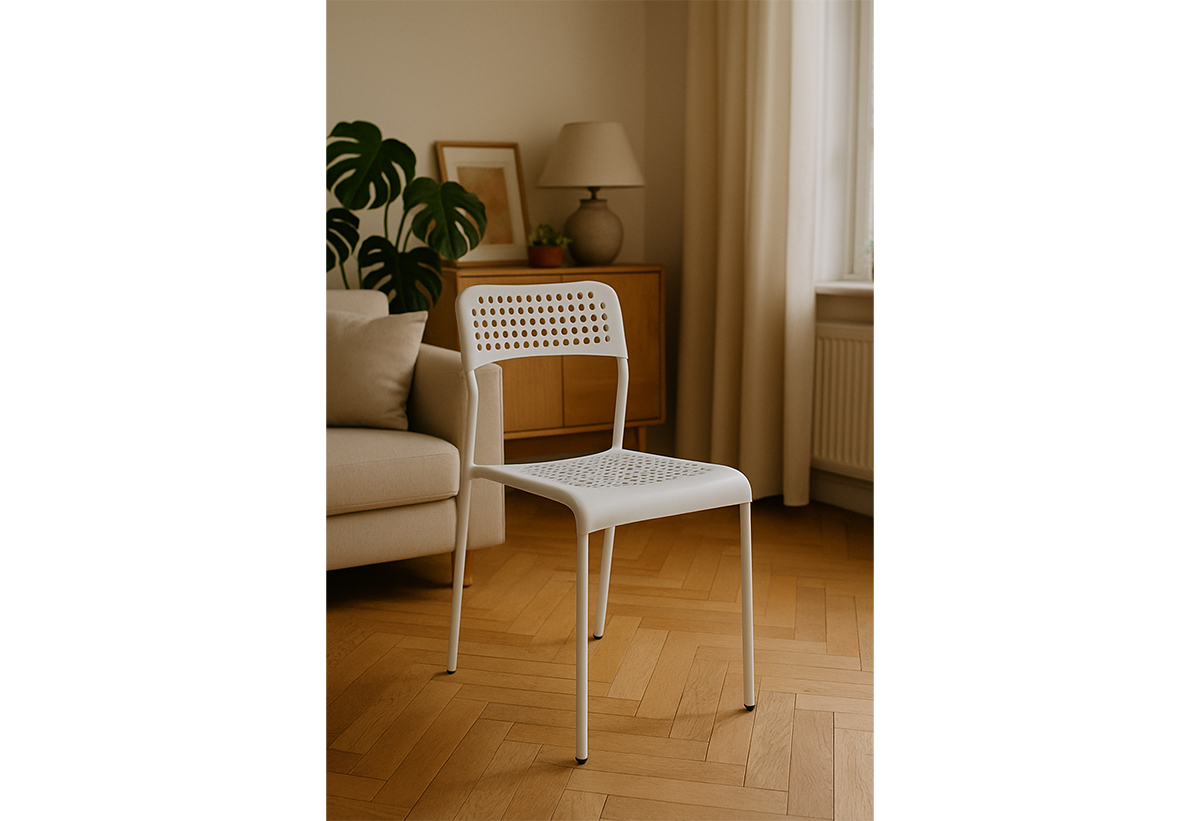 Απεικονίζεται η καρέκλα σε σαλόνι.